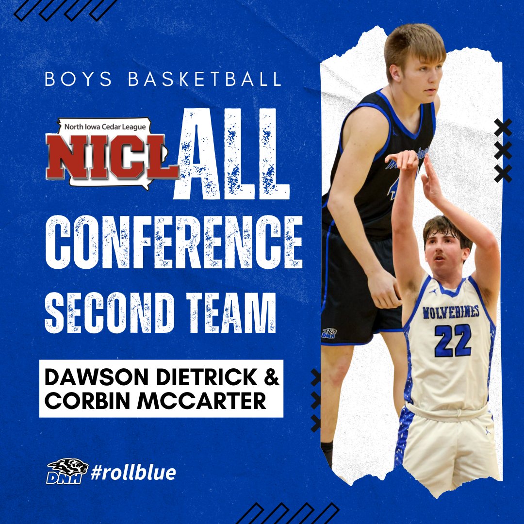 DNHSchools's tweet photo. Congratulations to our boys basketball student-athletes who received NICL All-Conference Team honors!

🏀 Dawson Dietrick - 2nd Team
🏀 Corbin McCarter - 2nd Team
🏀 Cam Tott - Honorable Mention

#rollblue #BeTheReason https://t.co/oGkJ5Cum7K