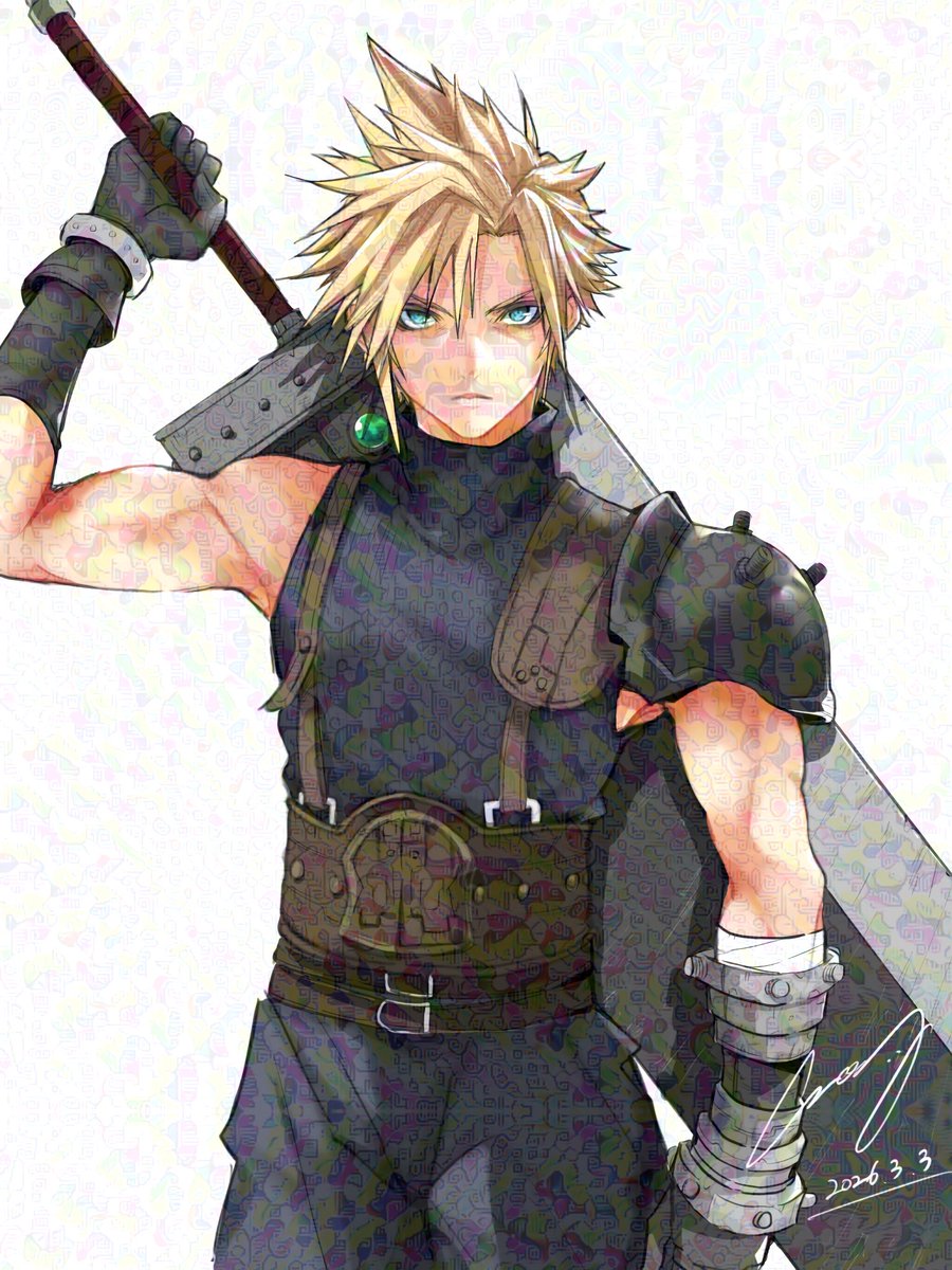 配信で描きましたっ！！
久しぶりに描いた！

#ff7
#Cloud