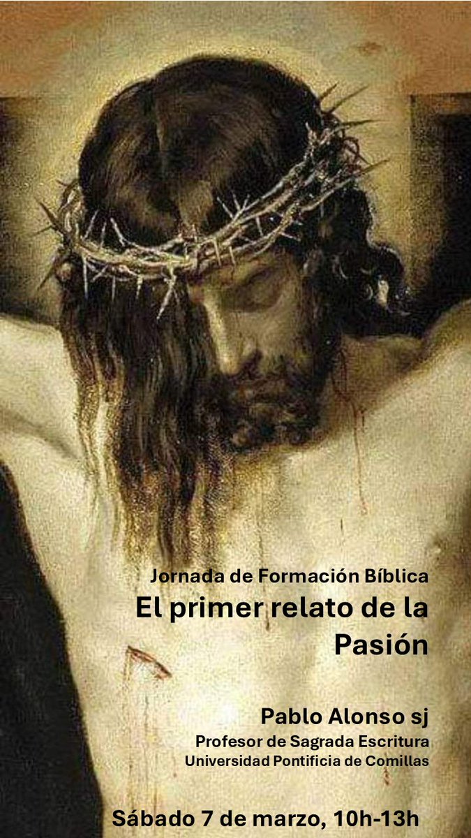 ComNazaret's tweet photo. Este sábado os proponemos profundizar en el relato de la Pasión con un magnífico profesor de Sagrada Escritura @TeoComillas Seguro que ayuda a vivir esta Cuaresma y prepararnos para la Semana Santa @ParroquiaBorja ¡Estáis todos invitados! https://t.co/C0glTEal9I