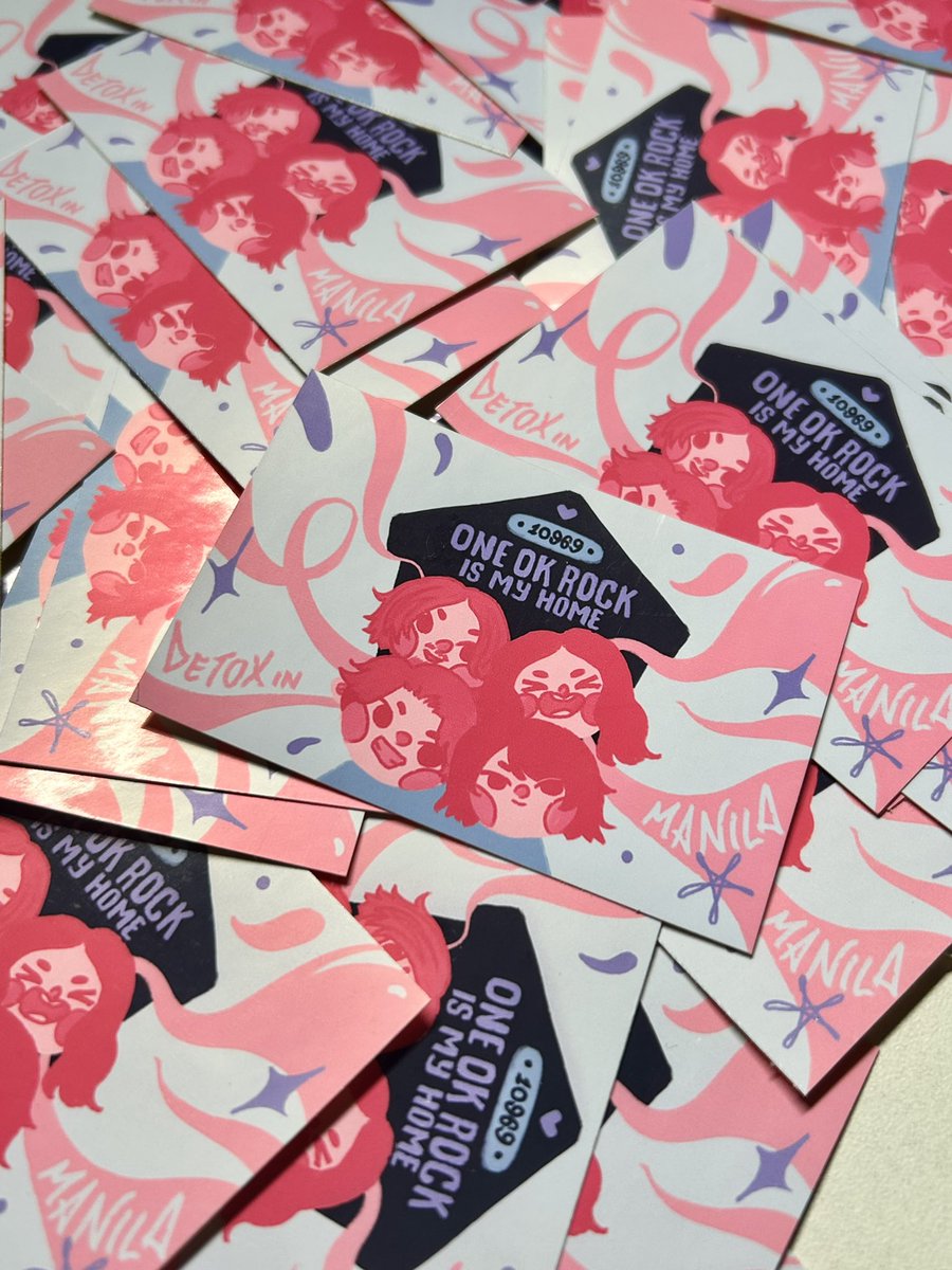 nemumako's tweet photo. (di pa ko tapos maggupit pero) i will be giving away stickers tom!! also bringing a small banner, sulat kayo pls HDJAHSJA 😭 #ONEOKROCKinMNL2026 https://t.co/V40NkWujcU