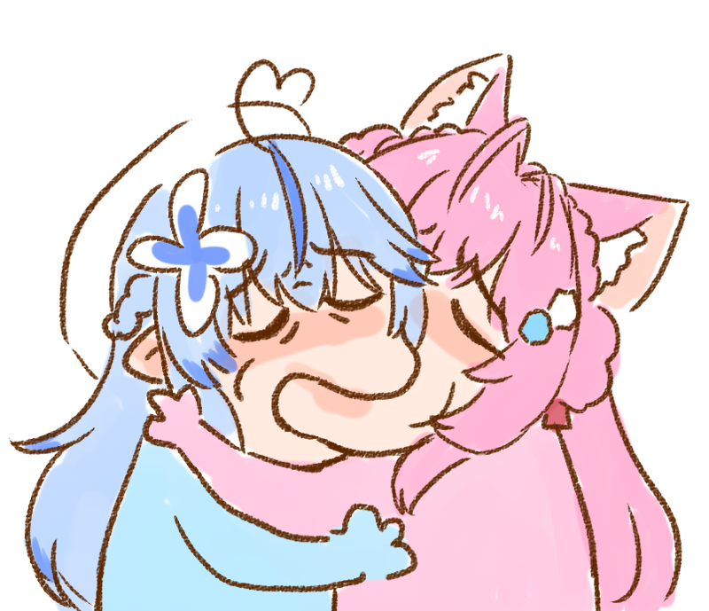 博衣こより ,雪花ラミィ 「#らみあーと #こよりすけっち #ラミこよ」|ねこやまのイラスト
