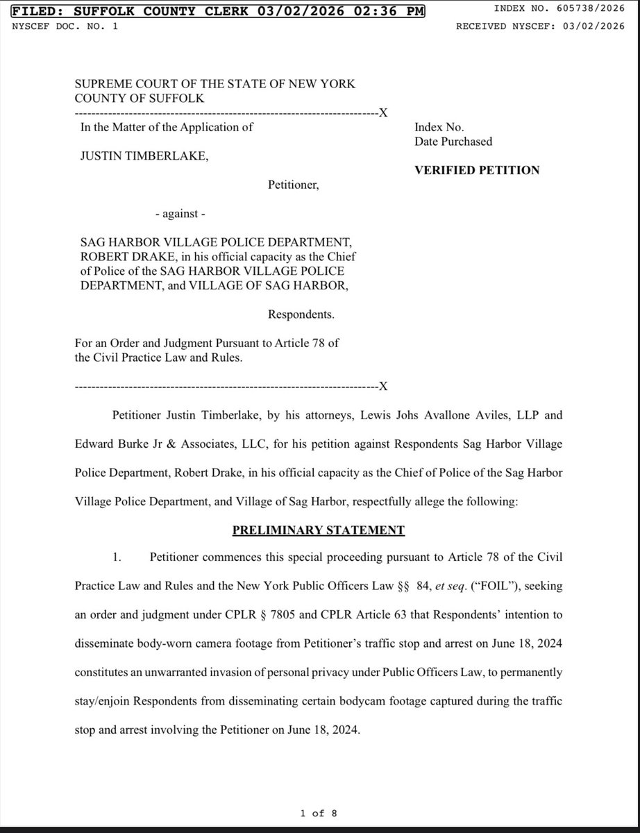BritneyTheStan's tweet photo. BREAKING: Drunk driver Justin Timberlake has filed emergency court documents to block the release of 8 hours of body camera footage during his DUI arrest. This is going to ruin the tour! https://t.co/XRTb5HF3OJ