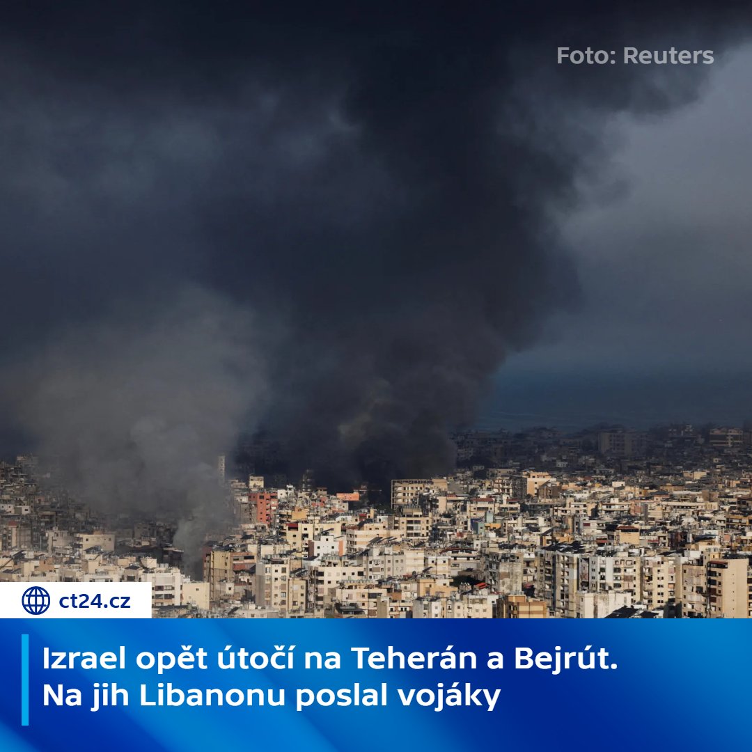 Izraelské letectvo zahájilo ráno vlnu rozsáhlých úderů proti Íránu a Hizballáhu. Izrael naopak čelí útokům z jejich strany.

👉 Počet obětí v Íránu stoupl dle Červeného půlměsíce na 787.

👉 Odpoledne Izrael spustil další vlnu vzdušných úderů na Bejrút, které podle něj cílí na