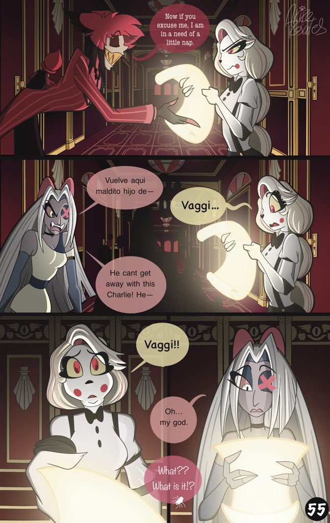AkireRosales's tweet photo. Radio Broadcast
Part 6
Pages 53 - 56

Angel’s new future is looking brighter.

#HazbinHotel
#HazbinHotelComic https://t.co/wLxjMm7anH