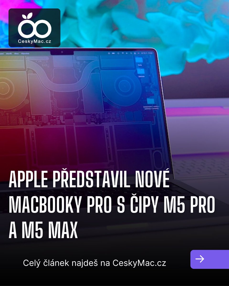 Nové MacBooky Pro jsou TU! 🔥 Apple nasadil čipy M5 Pro &amp; M5 Max. Výkon roste, spotřeba klesá. Tohle je ultimátní workstation pro profíky. 💻🚀
Detaily: ceskymac.cz/apple-predstav…
Je to revoluce, nebo jen evoluce? Co říkáte na specifikace? 🎤👇
#AppleEvent #MacBookPro #M5Max