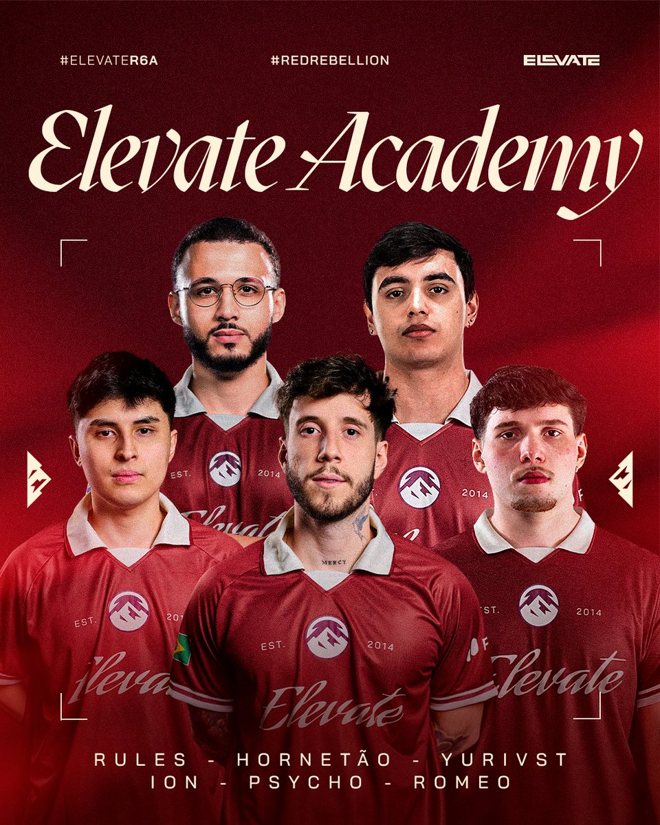 Conheça o time que representará a Elevate Academy na Challenger Series SA! 🔴⚪️

🇧🇷 <a href="/PsychoR6/">Elevate Psycho</a> 
🇧🇷 <a href="/ionosawa/">Elevate ion</a> 
🇧🇷 <a href="/romeo_r6s/">Elevate romeo</a> 
🇧🇷 <a href="/hornetaofps/">hornet</a> 
🇧🇷 <a href="/yurivst6/">yuri</a> 
🇧🇷 <a href="/RulesR6/">Rules</a> - Coach

Nossa estreia é na quinta-feira, dia 05.

#ElevateR6A | #RedRebellion