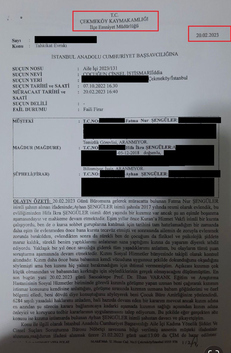 Bu belgelerin içeriğindeki bilgilere haberlerimizde yer vermiştik

Burada, Fatmanur'un "Kuran'a Hizmet Vakfı'nda kendisine tecavüz edildiğini, sonrasında ailesinin zoruyla tecavüzcüsü ile evlendirildiğini ve aynı şahsın kızını istismara maruz bıraktığını" anlattığını görüyoruz+