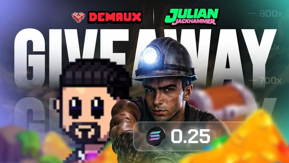 $25 $SOL Giveaway ($50 total) 🚨

✅ Follow <a href="/JulianJackhamer/">Julian Jackhammer</a> &amp; <a href="/Demaux/">Dem</a> 
✅ Like &amp; RT
✅ Drop SOL Address

24 Hrs ⌛️