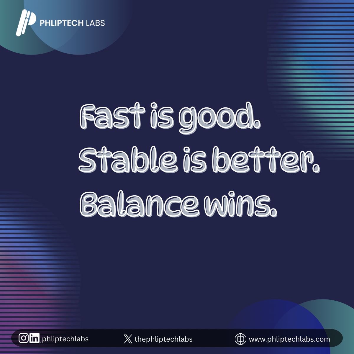 The businesses that scale?
They don’t choose speed OR stability.
They build both.

Fast enough to capture opportunity.
Stable enough to sustain growth.

That’s not compromise.
That’s strategy.

Visit phliptech.com 

#BuildSmart #SustainableGrowth #PhlipTechLabs