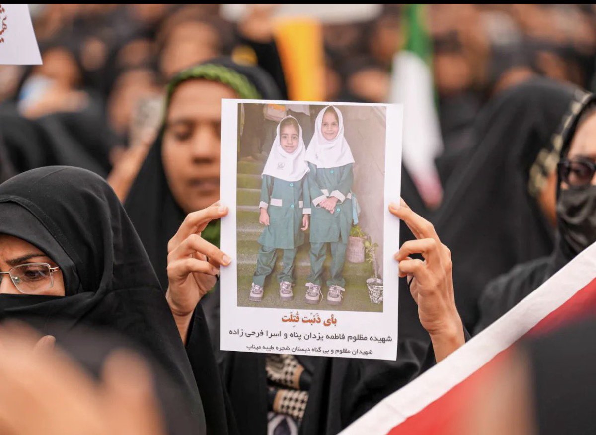 RanaAyyub's tweet photo. These two sisters were among the 165 students killed by an Israeli airstrike in Iran. I have yet to see a single western leader whose heart bleeds for women’s rights condemn this savagery https://t.co/vyBBbEPFRS
