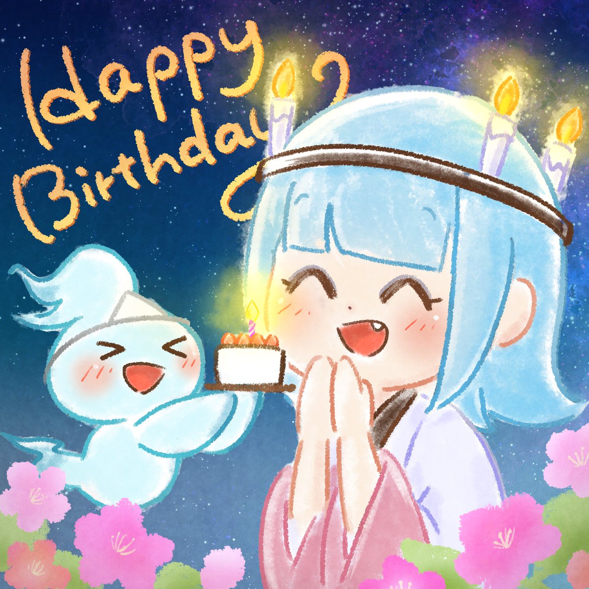 瀬織ちゃんも瀬織津姫も🥰💐✨
お誕生日おめでとうございます～🥳👏🎉🕯️🎂💖🌈🎶✨
#CryptoNinja
#ninjart