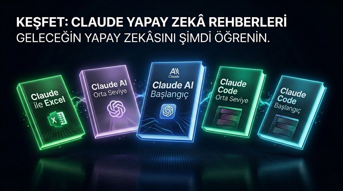 vibeeval's tweet photo. claude’u her gün kullanıp hâlâ aynı yerde sayıyorsan, sorun claude değil — eksik olan sistemdir.

sizlerden güzel geri dönüşler aldıkça üretmekten ve çalışmaktan acayip zevk almaya başladım. 
hepinize çok teşekkür ederim.

shopier mağazamıza 5 yeni rehber eklendi. 

hepsi türkçe. 
hepsi claude özelinde.

—————————
• claude ai başlangıç serisi — claude’u tanı, prompt yazmayı öğren, temel özelliklere hâkim ol.

• claude ai orta seviye serisi — ileri prompt teknikleri, proje mimarisi, içerik üretim sistemi, iş süreçleri dönüşümü ve gelir modelleri.
claude code başlangıç serisi — terminal kurulumu, api bağlantısı, ilk çalışan projeyi çıkarma.

• claude code orta seviye serisi — mcp, hook sistemi, paralel agent, headless mode, ci/cd entegrasyonu.

• claude ile excel — formüllerden finansal modellemeye, veri analizinden dashboard’a. 50+ hazır prompt dahil.
—————————
her biri belirli bir seviyeye hitap ediyor.
hiçbiri teori kitabı değil — hepsinde gerçek senaryolar, şablonlar ve uygulamalı projeler var.
—————————
beyaz yaka neden alsın?
raporlama, analiz, sunum, mail — her gün yaptığın işlerin yarısını claude ile sistematize edebilirsin. excel rehberi tek başına muhasebecinin, analistin, ik’cının saatlerini geri verir.

yazılımcı neden alsın?
claude code serileri terminal’den ci/cd’ye, mcp’den paralel agent’a kadar gidiyor. copilot’un ötesinde bir geliştirme ortamı kurmak istiyorsan burada.

hangi mesleklerin işine yarar?
muhasebeci, finansçı, içerik üreticisi, pazarlamacı, insan kaynakları, satışçı, e-ticaret yöneticisi, freelancer, girişimci, öğretmen, öğrenci. excel’e dokunan, metin yazan ya da veri analiz eden herkes.

kimler bunu gelire çevirebilir?
ai danışmanlığı satmak isteyenler. 
freelance prompt mühendisliği yapacaklar. dijital ürün üretip satacaklar. 
müşterilerine otomasyon hizmeti verecekler. claude ile saas kuracaklar. 

rehberlerin son bölümleri doğrudan para kazanma stratejilerini anlatıyor — teori değil, fiyatlandırmadan ilk müşteriye kadar.
—————————

claude’u günlük işlerinde kullanan ama sistematik bir yapıya oturtamamış herkes için yazıldı.