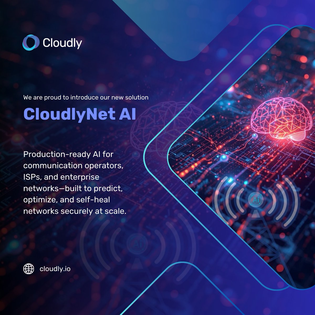 CloudlyIO's tweet photo. Introducing CloudlyNet — the next evolution at Cloudly.A production-ready AI platform turning network telemetry into measurable action.

-Bayesian Digital Twin + rApps + AI Copilot.
-Lower OPEX. 
-Stronger performance.

Explore
https://t.co/KbxClWqMWE https://t.co/6MjPpg7isQ