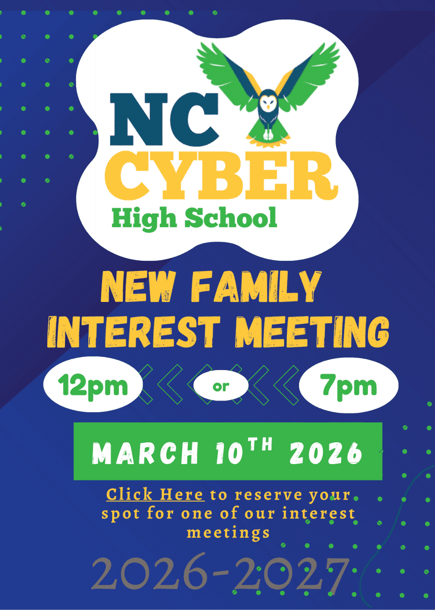 Interested families can ask questions of our High School Teachers and Principals and get a basic overview of what it's like to attend our school and take part in our free, virtual, state-certified curriculum!