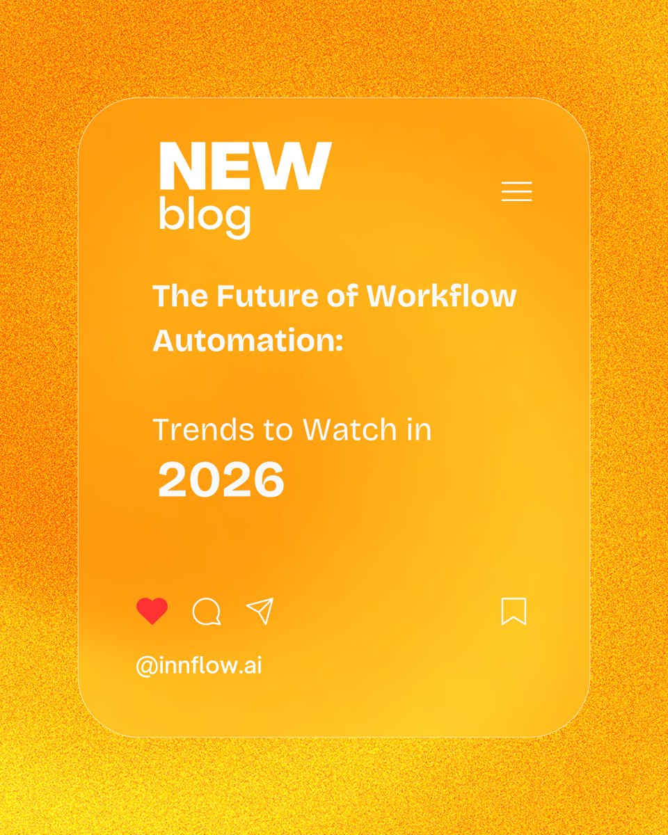 innflow_ai's tweet photo. Get ready for 2026! Discover how hyperautomation and AI are transforming workflows and driving efficiency. Don't get left behind—learn the trends today! 🌟 https://t.co/kAl1YUs5J3

#AI #Automation #WorkflowAutomatio https://t.co/QEF6N01bKE