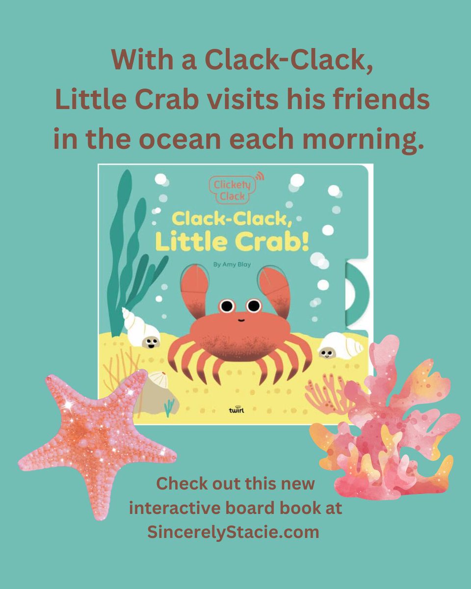 sincerelystacie's tweet image. Are you heading to a beach for #springbreak? Pack CLACK-CLACK LITTLE CRAB by Amy Blay, #TwirlBooks @ChronicleKids for your #toddler sincerelystacie.com/2026/03/childr… #boardbook #interactivebook #readaloud #kidlit #kidsbooks #toddlerbooks #booksforkids #oceanbooksforkids #beachbooks