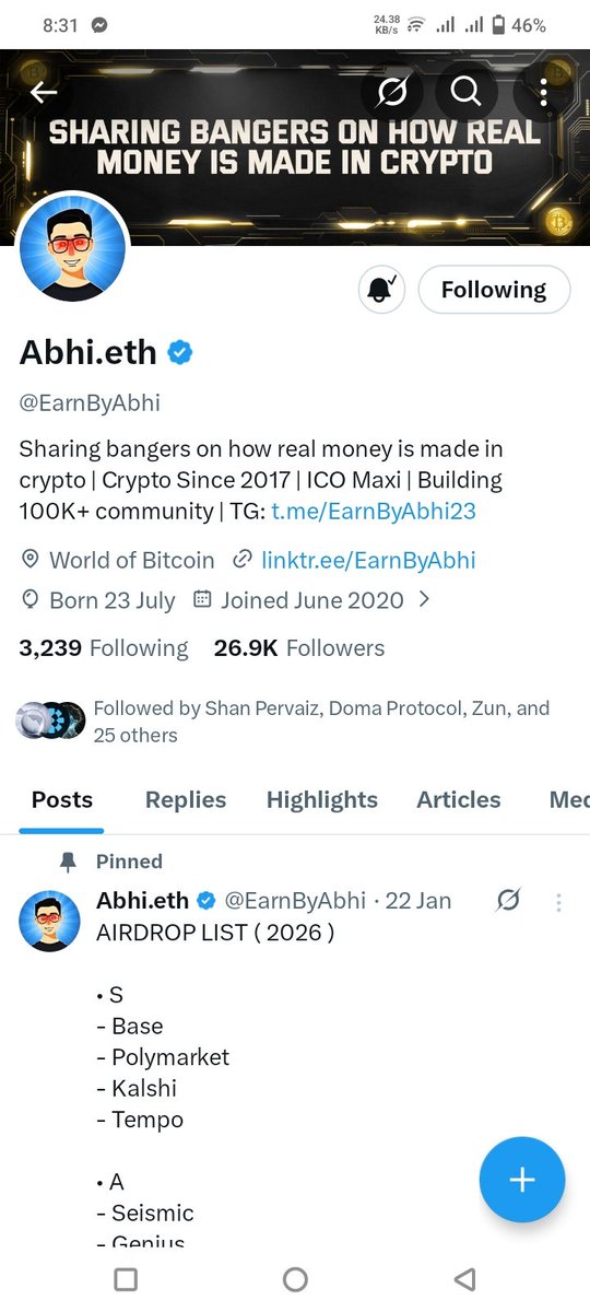 omarfaruk165's tweet photo. @EarnByAbhi @yososocial I'm an old user. I have been following you since very early. But I am unlucky. Because I couldn’t gain a Yoso code yet from anywhere. I hope I will get it from you. Thank you, bro! https://t.co/sfu6pyMQHw