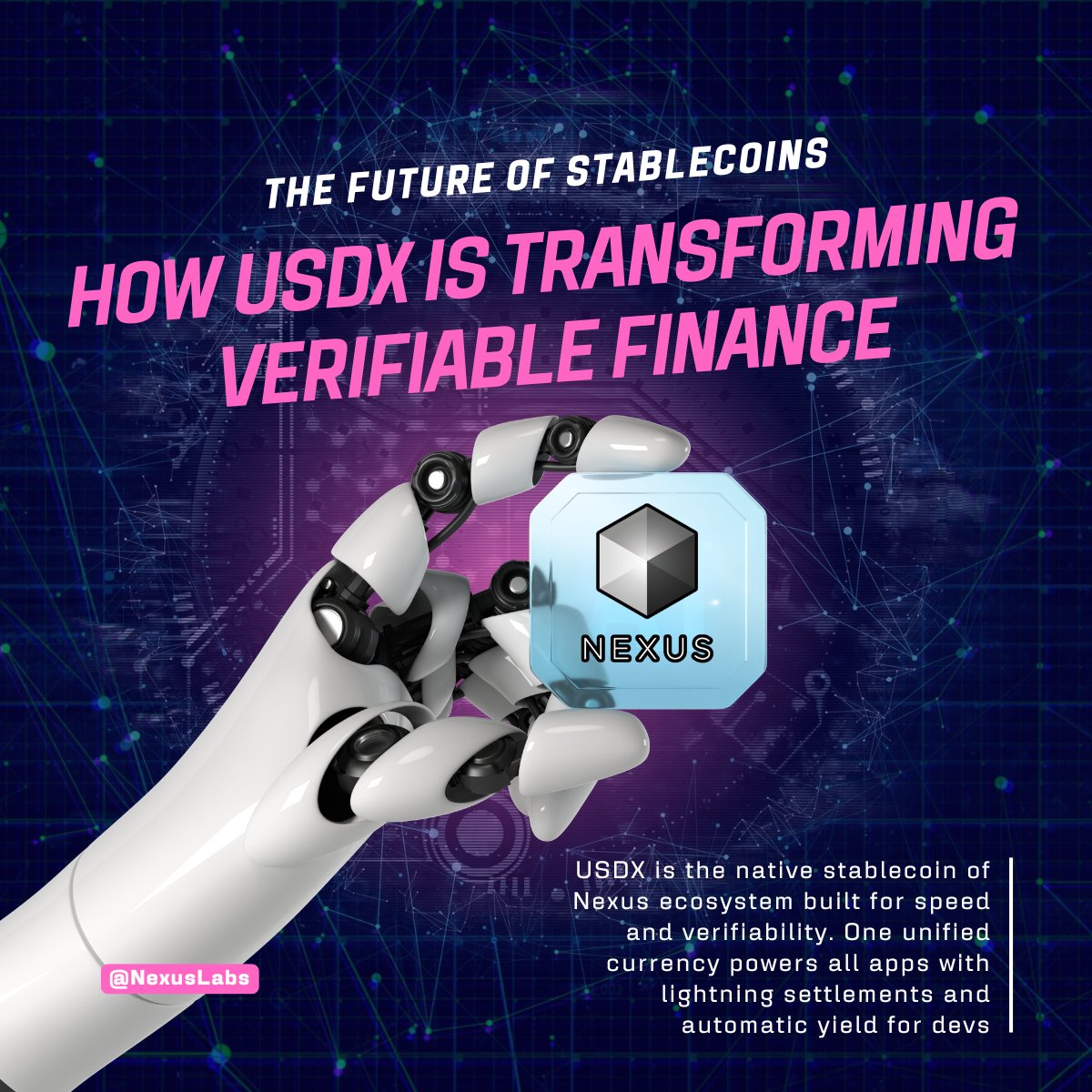 Weest_side's tweet photo. in my opinion USDX is a new level. 
@NexusLabs is building one stablecoin for the entire ecosystem instead of the usual fragmented mess we deal with everywhere. lightning fast settlements and devs actually earn yield just for integrating it, which feels like how it should work. this is what verifiable finance should look like. no fragmentation, just clean onchain trading that actually scales. feels like were finally seeing what DeFi was supposed to be 

#nexusUSDX