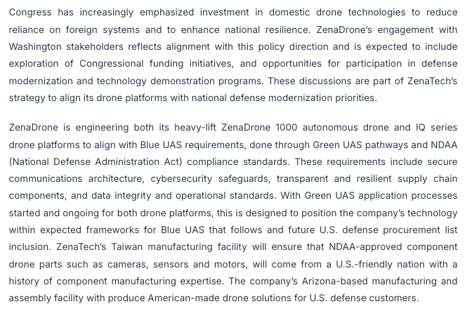 og_tigress's tweet image. $ZENA #advertisement 

🗞️News out this morning in regards to additional developments and Congressional Engagment by ZenaTech

🔥Later this month ZenaDrone will be meeting for a SECOND time with key Members of Congress for their drone subsidiary. They will discuss US mfg plans as