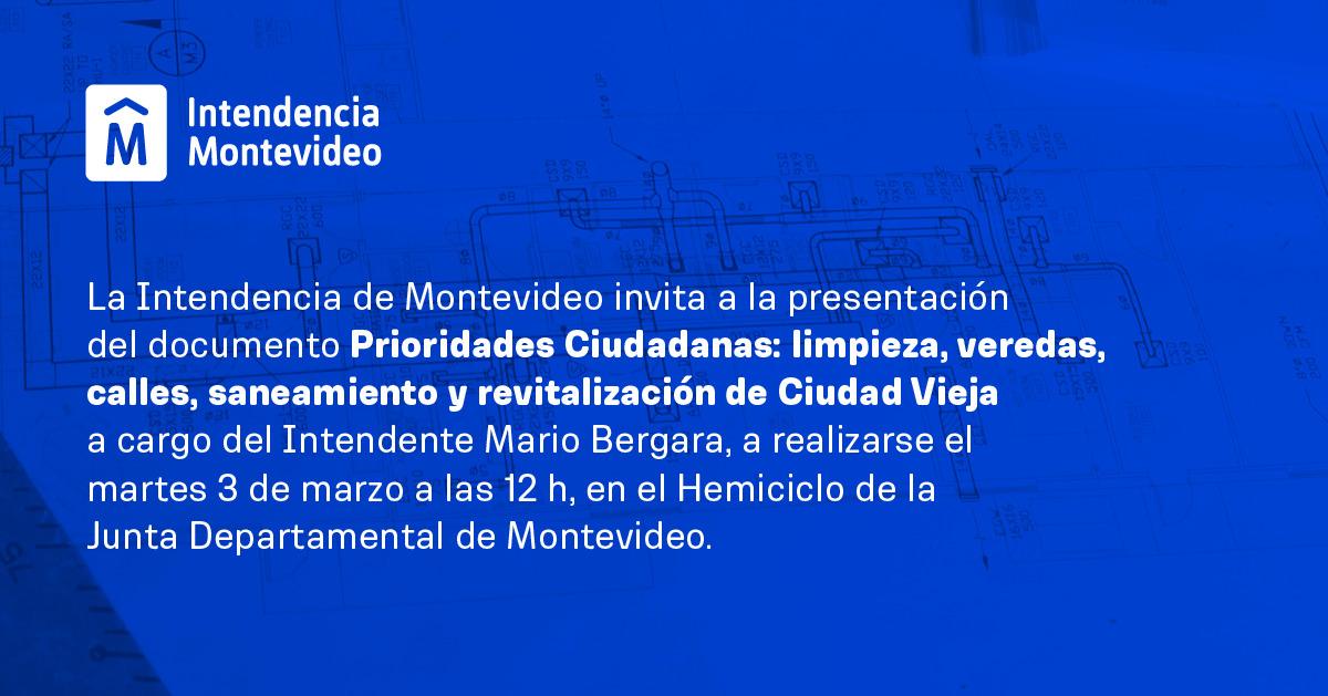 juntamvd's tweet photo. En instantes, el intendente @Mario_Bergara realizará la presentación pública ante la Junta del documento “Prioridades Ciudadanas: limpieza, veredas, calles, saneamiento y revitalización de Ciudad Vieja"  
 
🕛 12.00 hs
📍Sala de Sesiones

Link al stream 👉https://t.co/KmOquamkUF https://t.co/axiSFepkPM