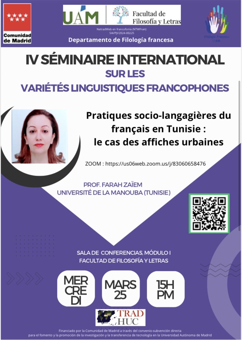 tei_uam's tweet photo. No te puedes perder el IV Seminario Internacional sobre las variedades lingüísticas del francés‼️
🗓️4 y 25 de marzo y el 8 y 15 de abril 
🕒15h https://t.co/Rj4rm4Q0wP