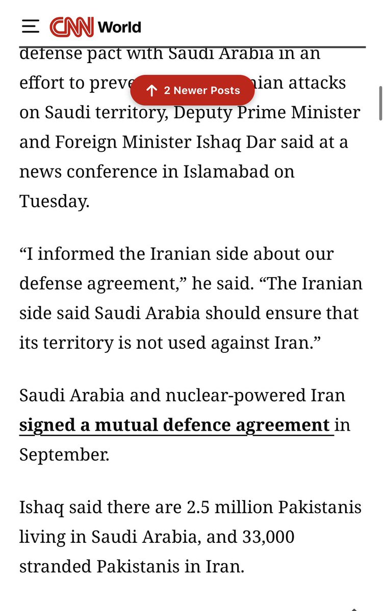 HeileySorenson's tweet photo. Pakistan reminded Iran of its defense pact with Saudi Arabia, foreign minister says https://t.co/3w7Jl31tpn

Did you mean “nuclear￼-powered Pakistan”  @AzazSyed https://t.co/hSLQEce243