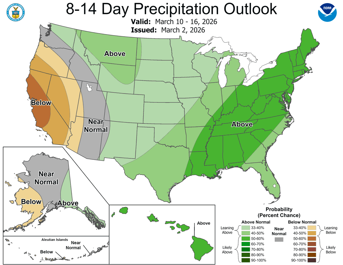 They are promising wet for the eastern half of the U.S. over the next 2 ...