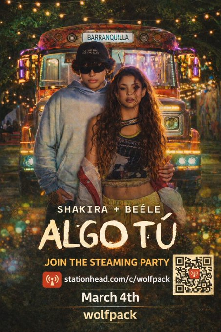 SnowyWolf_83's tweet photo. 🔥¡YA LLEGA SHAKIRA + BEÉLE! 🔥
Mañana día 4 de Marzo justo después del lanzamiento de "Algo Tú" únete a la Fiesta de Streaming Oficial en Stationhead. 
Vamos a darle a "Algo Tú" el debut que se merece la REINA. 🎧
 📍 Únete aquí: https://t.co/IdqBgP6upt
¡Demostremos el poder de la loba! 🐺🐾🚀 
@shakira @beelecito #AlgoTu