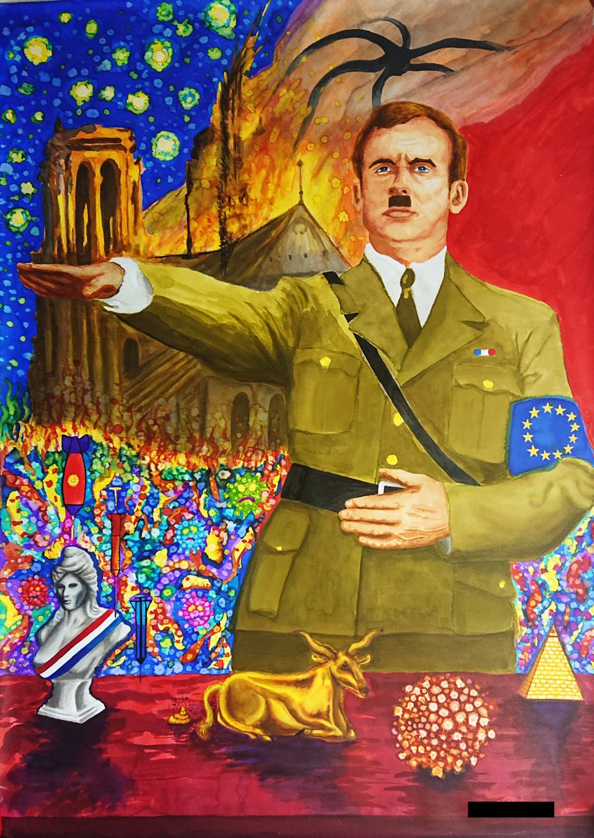 netic21's tweet photo. Série pendant le confinement du covid19 #complotiste #artcomplotiste #conspiracyart #notredamedeparis
 #vaccincovid
 Encre sur papier 2020 https://t.co/VTkeg5DeE4