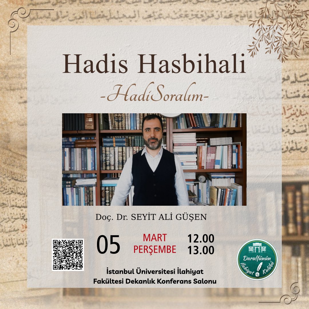 idavkulup_34's tweet photo. Darulfünun ilahiyat kulübü olarak *Doç.Dr. SEYİT ALİ GÜŞEN* hocamızın katılımlarıyla düzenlediğimiz Hadis Hasbihali programımıza davetlisiniz🌷

Katılım Formu: https://t.co/PM8u47kT7A https://t.co/gHHHABS5eY