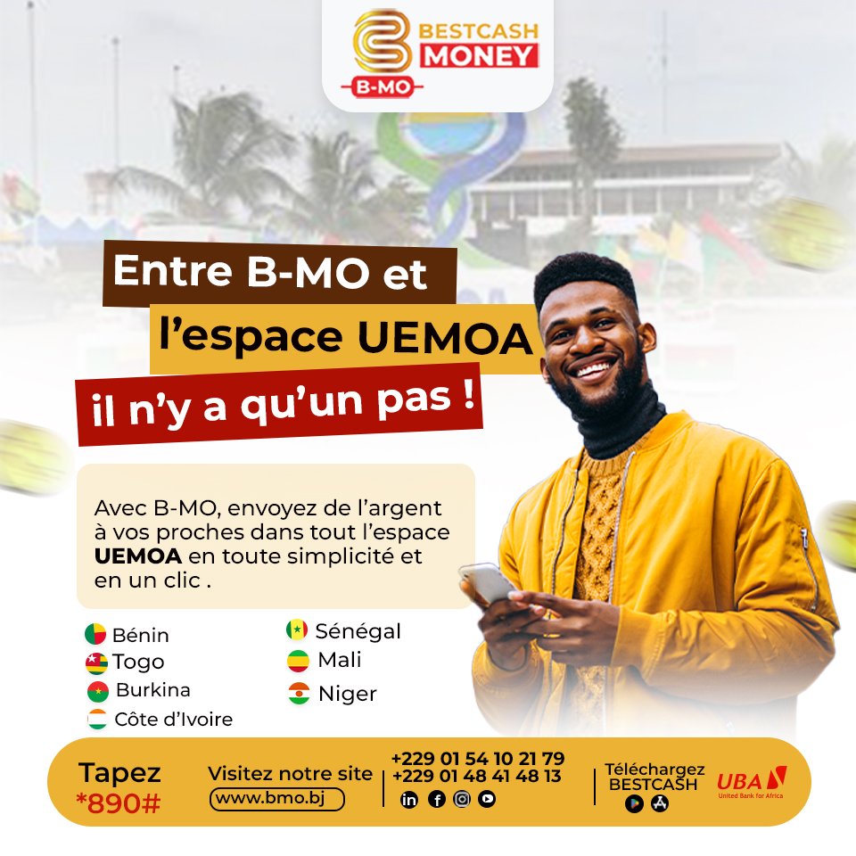 Bestcashoff's tweet photo. Envoyez de l'argent instantanément dans toute la zone UEMOA avec B-MO ! 🌍⚡️
Que ce soit pour vos proches ou vos affaires, profitez d'un service rapide, sécurisé et accessible dans les 8 pays de la zone. 📲💼
#BMO #UEMOA #MobileMoney #Fintech https://t.co/j7kpuL3lu3