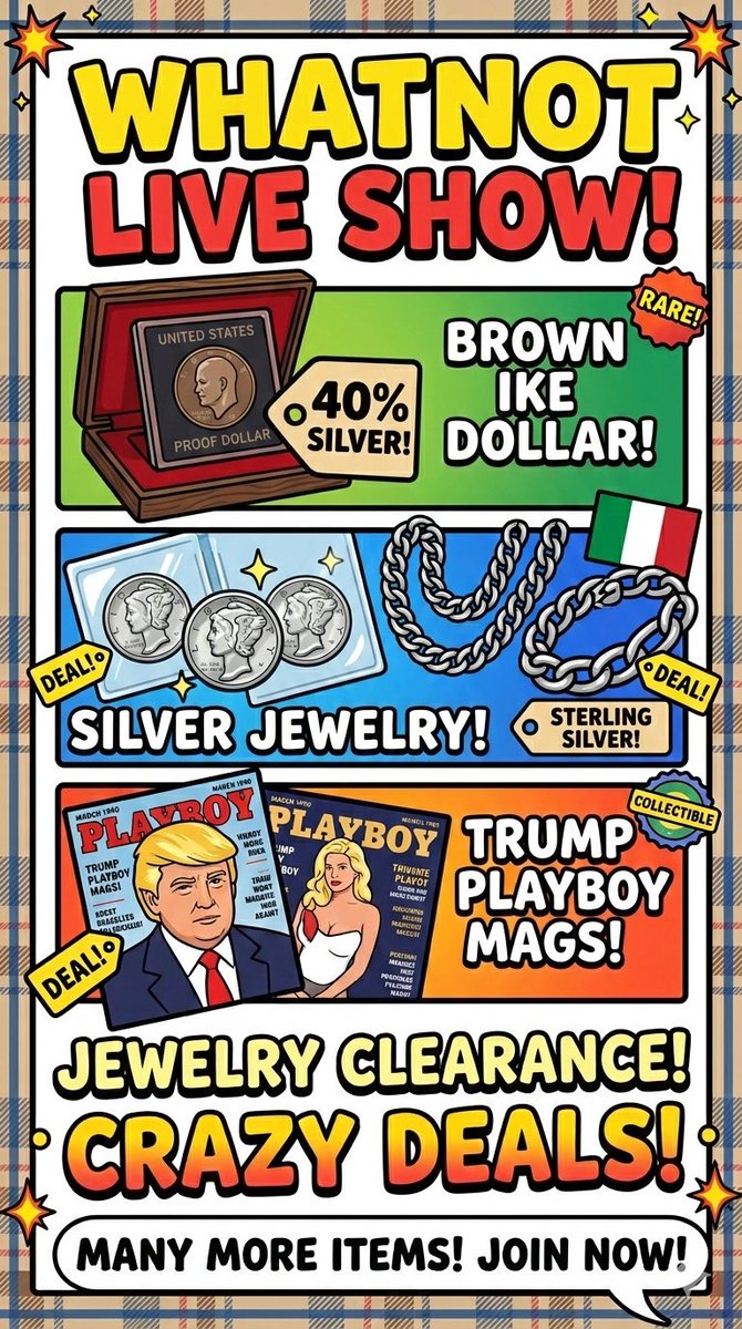 Hey guys, I am going to be doing a Whatnot live stream. It is at 6 PM Eastern time I will be auctioning off silver things and the winner of every auction gets a Bells coin keychain with their order. Please join and show me some support and use my referral

whatnot.com/invite/cantout…