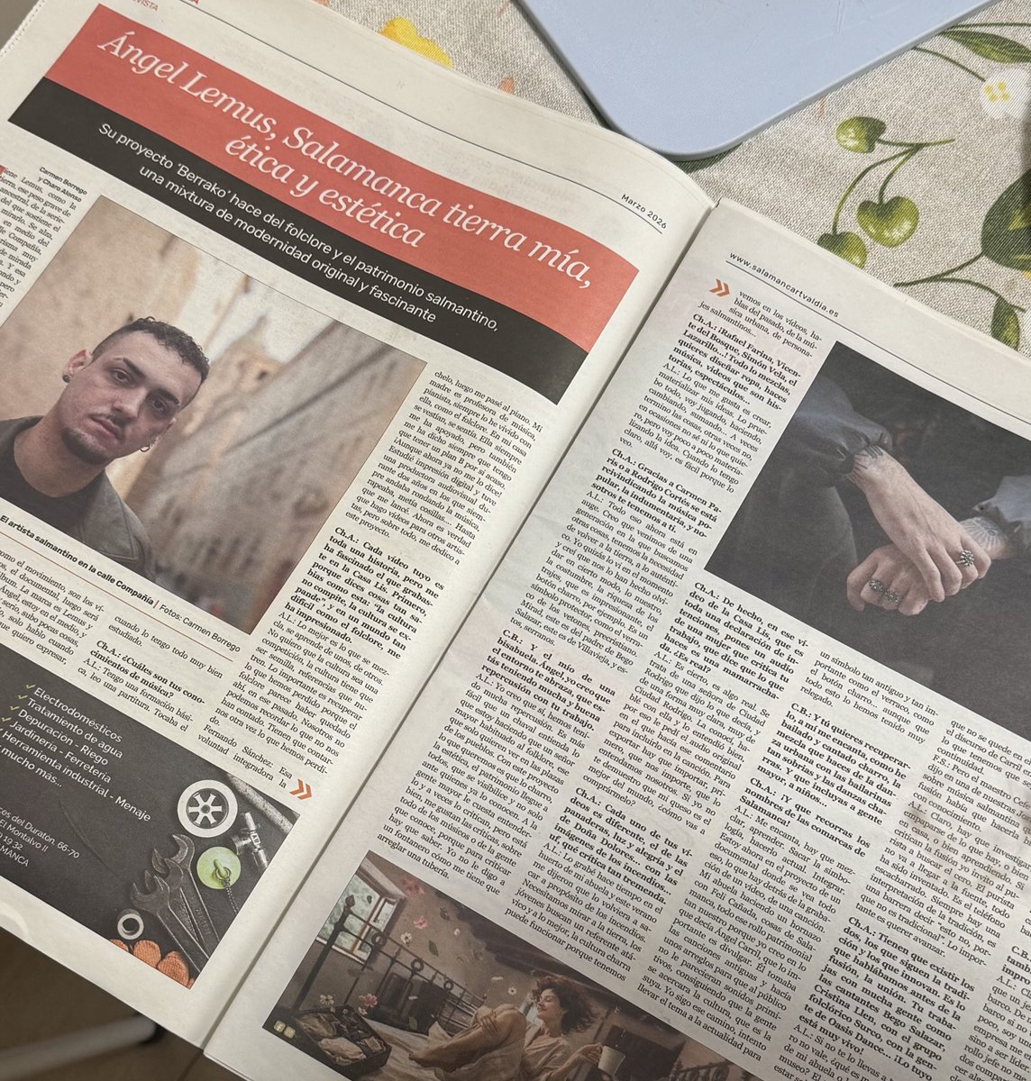 Hoy he salido en el ejemplar en papel de Marzo de <a href="/SArtvALDIA/">SALAMANCArtv AL DÍA</a> 

Y HOY también a las 21:30h en <a href="/la8salamanca/">La 8 Salamanca</a> en el programa “Café Tv”

Os dejo el enlace! 
 cyltv.es/ficha/244233b0…