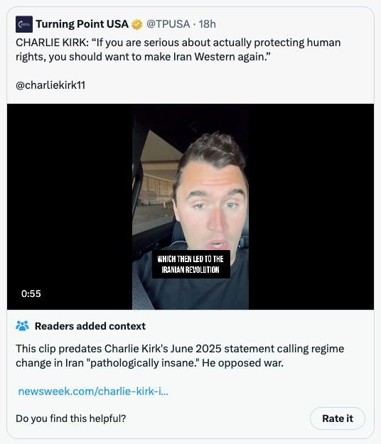 Uh oh... Erika Kirk getting community noted trying to speak for Charlie Kirk. It's weird how she tagged him in this.