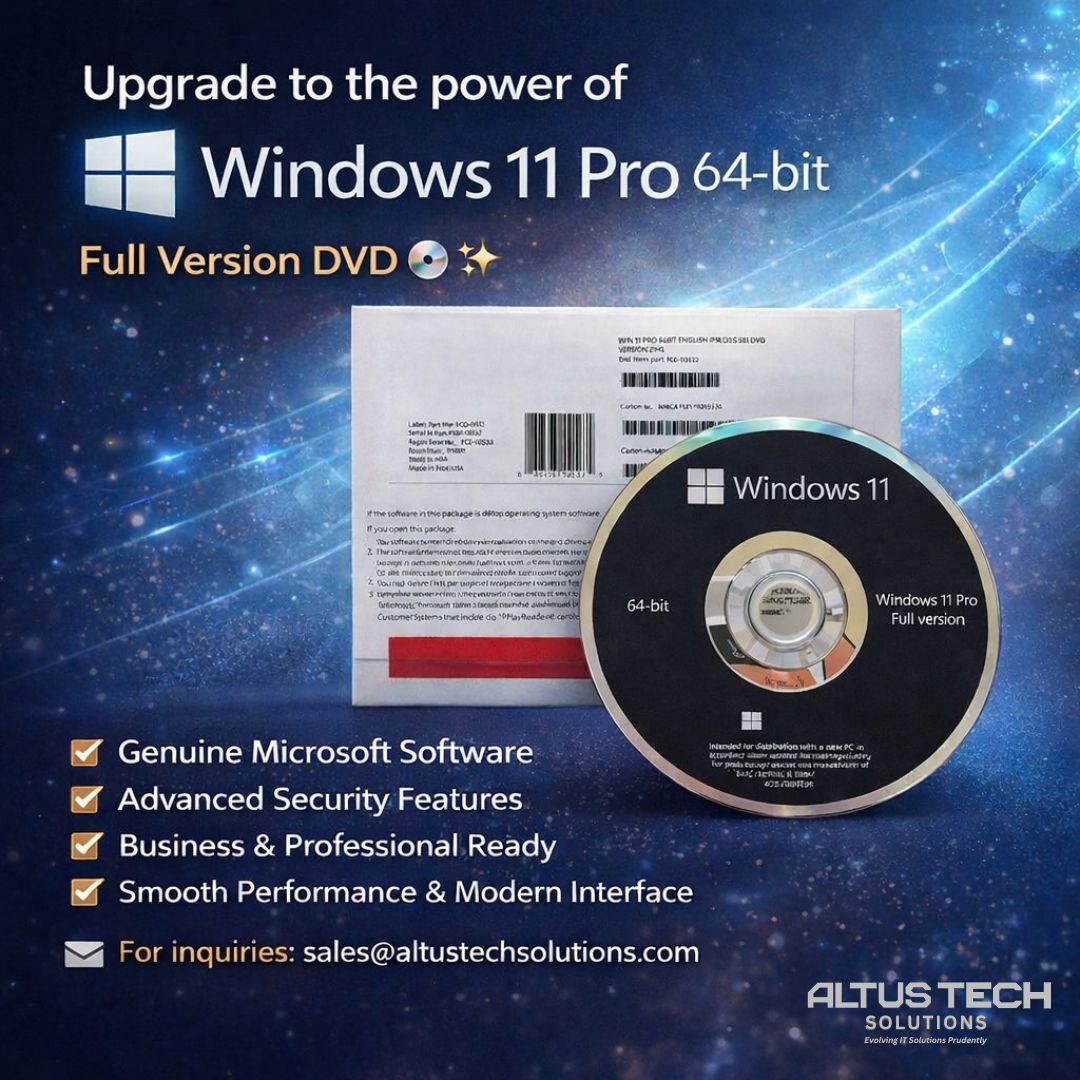 altus_tech's tweet photo. Perfect for professionals, startups &amp; corporate environments.
Available now at Altus Tech Solutions.
📩 DM us for pricing &amp; bulk orders.

#Windows11Pro #MicrosoftWindows #ProVersion #BusinessUpgrade   #UAEBusiness #CorporateIT  #altustechsolutions  #ITSupportUAE https://t.co/7MYfnmzZ84