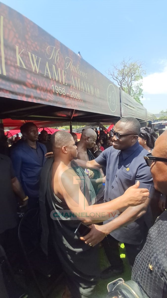 Channel1TVGHA's tweet photo. [PHOTOS]: Bola Ray is present to lend his full support and solidarity to CEO of GoldBod, Sammy Gyamfi at the one-week observation of his late father-in-law, Andrews Kwame Amankwah.

#ChannelOneNews #GhanaNews #Memorial #ChannelOneTV #BolaRay https://t.co/H6WXEOEhxi
