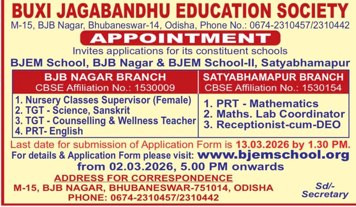 BjemSchool's tweet photo. @CMO_Odisha @SecyChief @dpradhanbjp @cbseindia29 BJEM School ,Bhubaneswar job notice only on social media?
No rules, no eligibility, no proper advertisement. Looks like selection is already done.
Recruitment must be transparent. #Transparency https://t.co/xox31y9twu