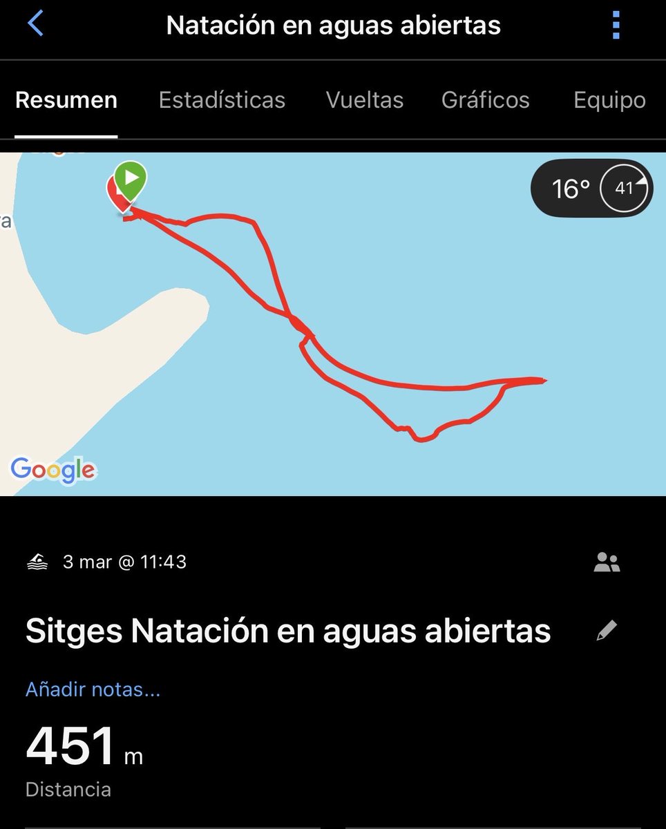 SSwimmers57243's tweet photo. Avui 451m direcció a la Punts i tornada amb un llevant maco
La temperatura  de la mar 
Min:  13,2°
Max: 13,4°
#sitges #sitgesseaswimmers #aiguesobertes #seaswimmers @Garmin https://t.co/pPLOXKnQAY