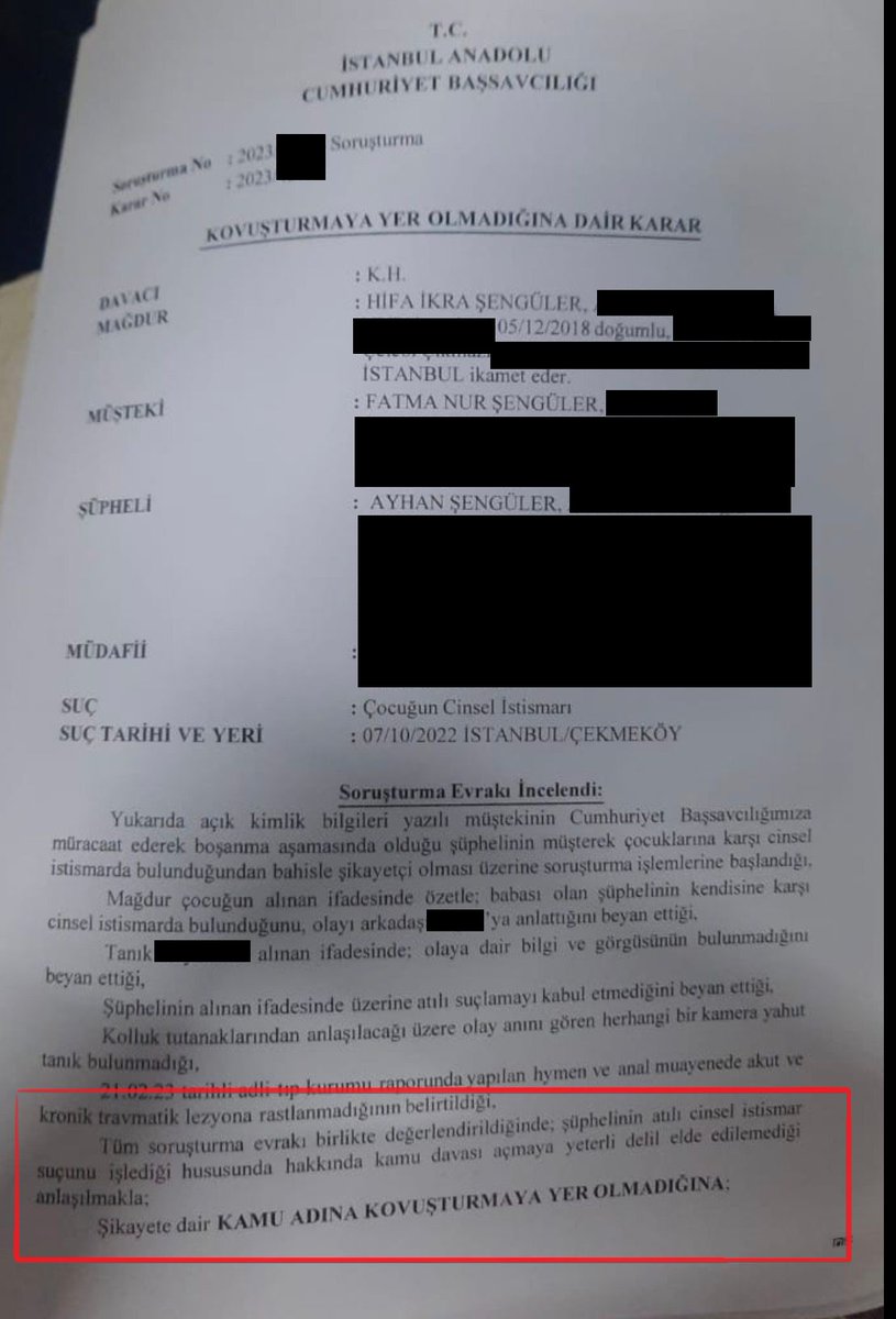 Ve aylar sonra bu dosya davaya dönüştürülmeme kararı verilerek, yani kovuşturmaya yer olmadığına dair karar verilerek kapatılıyor. Peki hangi gerekçeyle? Delil yetersizliği gerekçesiyle!

Bu kadar evraktan, belgeden sonra ne düşünüyorsunuz? Ve dahası var+