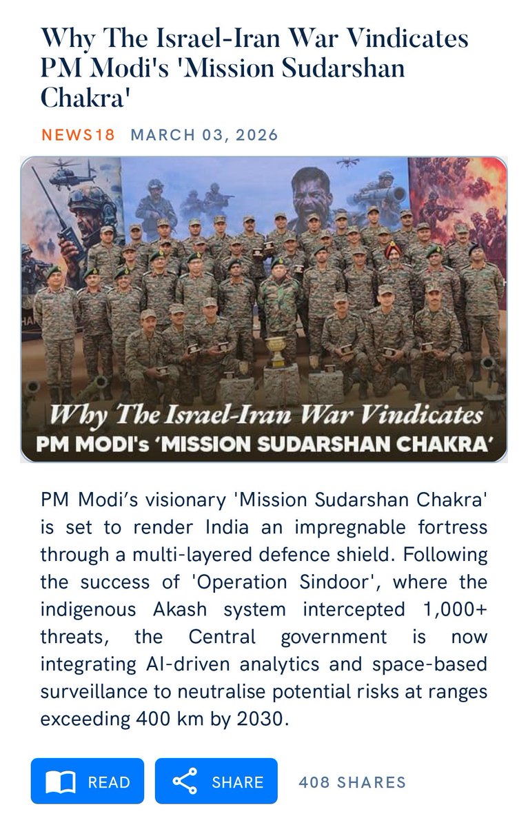 Why The Israel-Iran War Vindicates PM Modi's 'Mission Sudarshan Chakra'
news18.com/opinion/opinio…