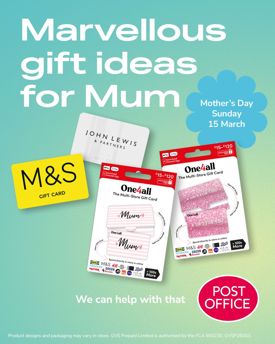 OldfieldPO's tweet photo. Give the gift of choice with a Mother’s Day Gift Card. 💝
Because she deserves something as special as she is. https://t.co/L5kFLQSElU