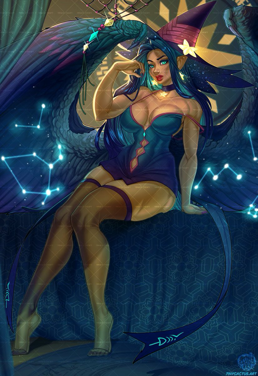 TinyCactusArt's tweet photo. ✨🎇⭐🌠 
——·∘•✧•∘·——  
Illumaren of the Stars - Akachi 
~ January's Pinup ~ https://t.co/qn9SNAnwuu