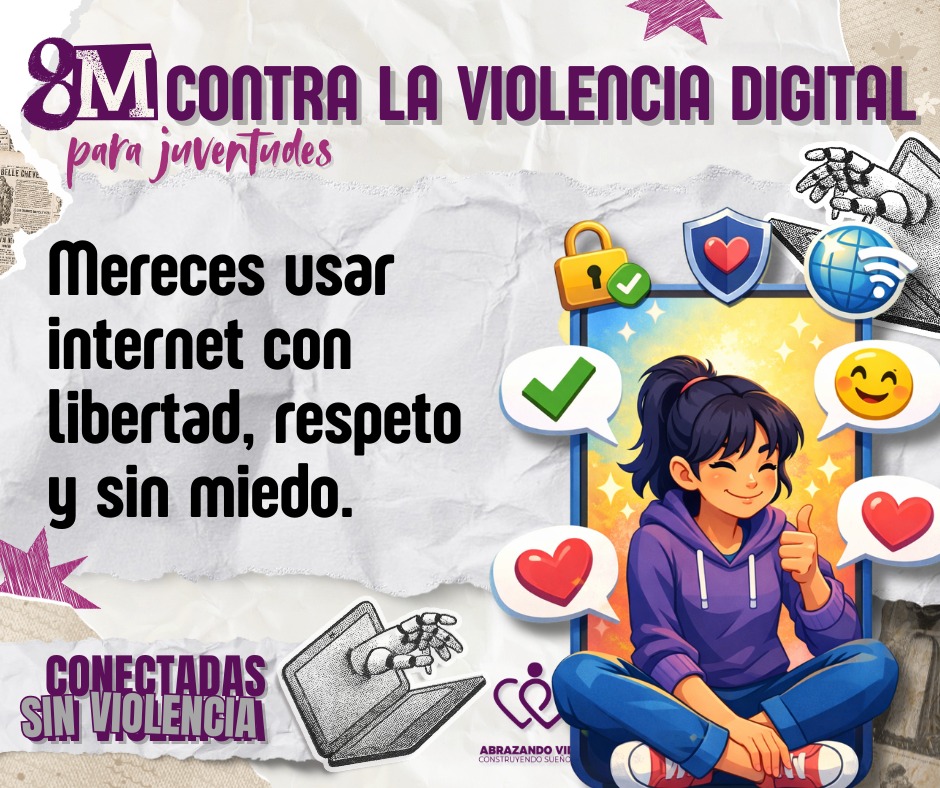 AVyCSong's tweet photo. Navegar por internet no debería dar miedo. En este #8M, recordamos que la libertad digital es un derecho de todas. 💻💜

​Desde @AVyCSong, luchamos por una red libre de acoso y violencia. ¡Conectadas y seguras! ✊✨
​#ViolenciaDigital #8M2026 #InternetLibreDeViolencia https://t.co/gZfh9tvCuy