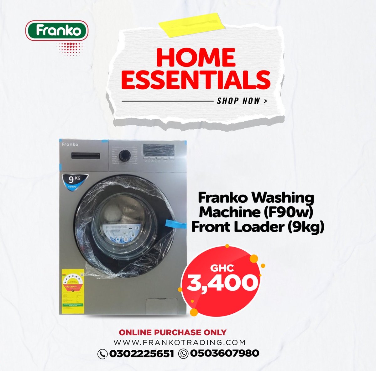 frankotrading1's tweet image. Laundry day just got a whole lot easier 🧺✨

Upgrade to the Franko Front Loader (8kg or 9kg).

🛒 Shop now: frankotrading.com
📞 Call: 030 222 5651 / 024 642 2338
📲 WhatsApp: 050 360 7980

#WashingMachine #LaundryDay #HomeEssentials #FrankoTrading