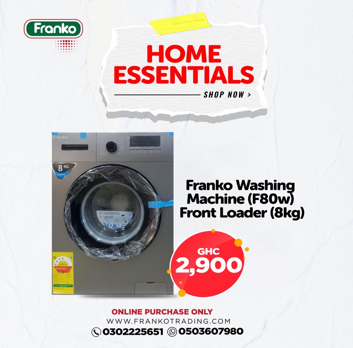 frankotrading1's tweet image. Laundry day just got a whole lot easier 🧺✨

Upgrade to the Franko Front Loader (8kg or 9kg).

🛒 Shop now: frankotrading.com
📞 Call: 030 222 5651 / 024 642 2338
📲 WhatsApp: 050 360 7980

#WashingMachine #LaundryDay #HomeEssentials #FrankoTrading