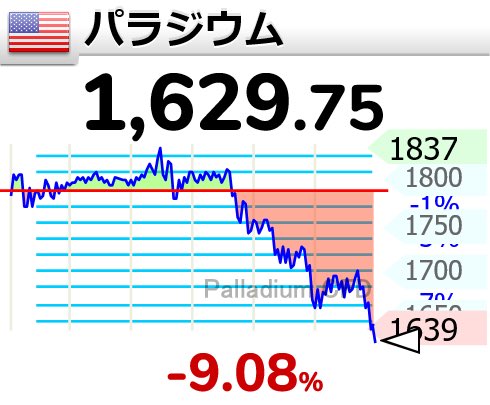 ⤵⤵⤵⤵⤵⤵⤵⤵⤵ 【🇺🇸パラジウム 】-9.08％ 1,629.75
