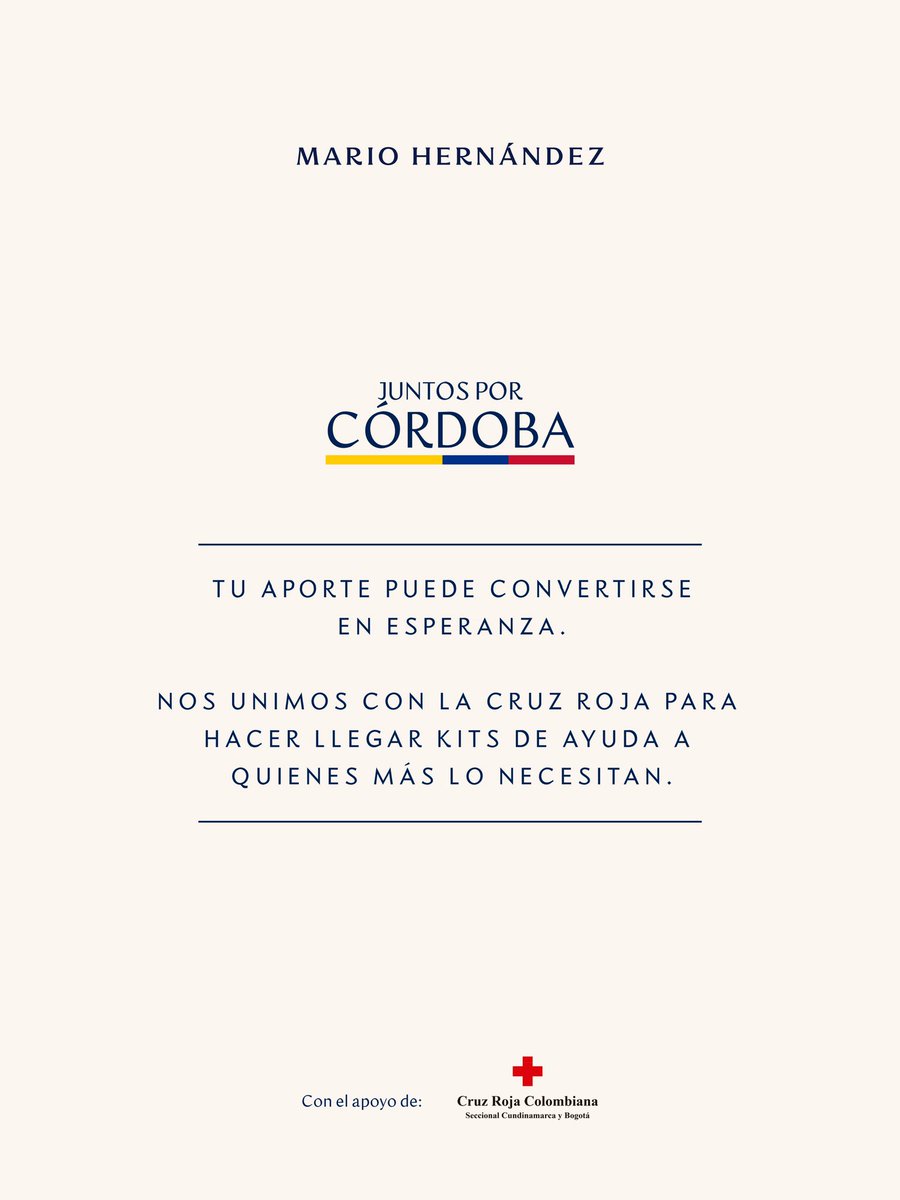 mh_colombia's tweet photo. 🦋 Córdoba necesita nuestro apoyo 🤍 Junto a la Cruz Roja Colombiana, ya estamos entregando mercados en las zonas afectadas.

Súmate a esta meta de más de 3.000 mercados 🇨🇴 Escanea el código QR y aporta ayuda real.

#MarioHernandez https://t.co/D4TD1678FC