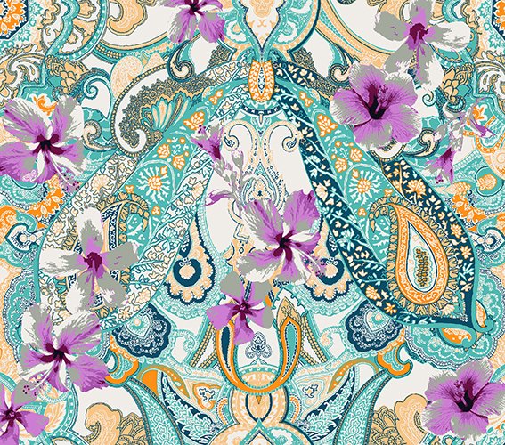 Chelsea Allen has chosen my Hibiscus Paisley design as a favourite on the Spoonflower website. She chose the green, lilac, and orange version of the design. Visit the Spoonflower website to order the design as printed fabric or wallpaper. #designing  
spoonflower.com/en/fabric/5444…