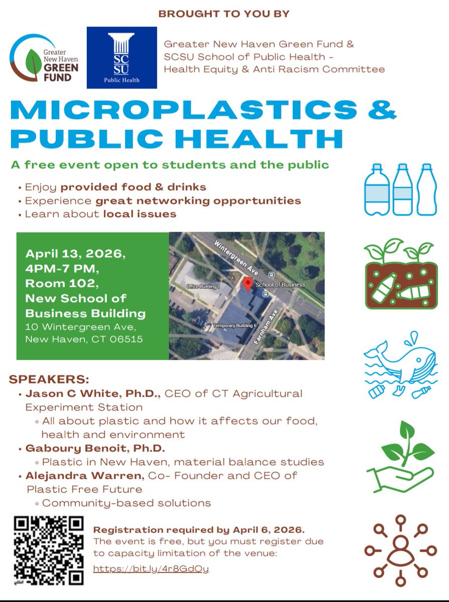 nhejn's tweet photo. Join us next month @SCSU for an important program on micro-plastics and public health. #plastics #phealth #ej https://t.co/eZUt949u7U