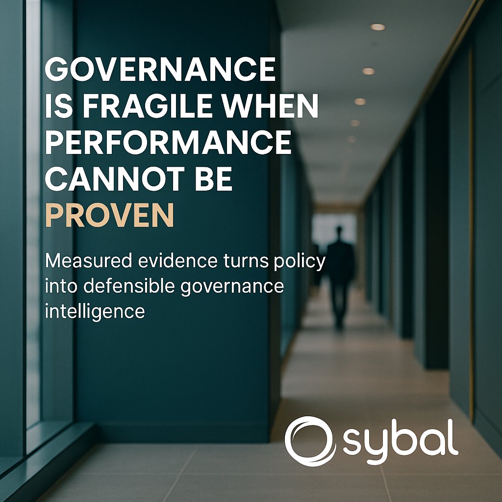 Governance becomes fragile when it cannot be measured.
Sybal’s Proof of Governance® turns policy into enforceability analysis, policy effectiveness scoring, and anomaly detection — as governance intelligence, not assumption.
Evidence, not intent, sustains trust.
Learn more at ...